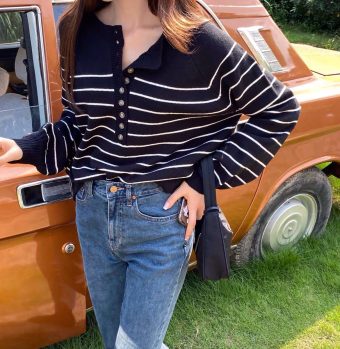Stripe Button Knitwear
