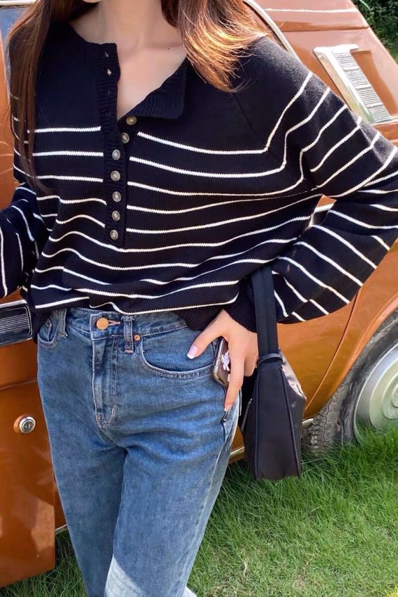 Stripe Button Knitwear