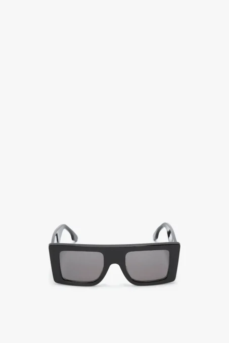 Rectangular Visor Gold-Framed Sunglasses